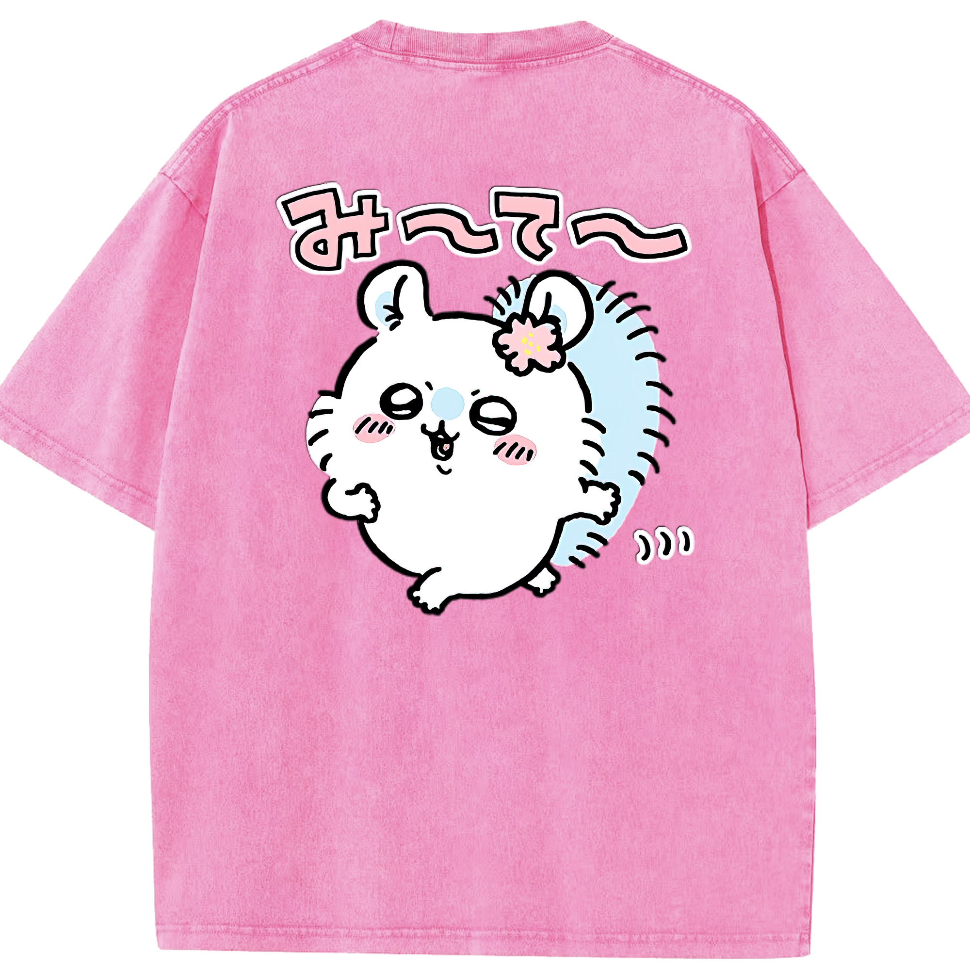 （画像用） ちいかわ モモンガ Chii-kawa Momonga 綿100% ヴィンテージ風 半袖Tシャツ（背面プリント）